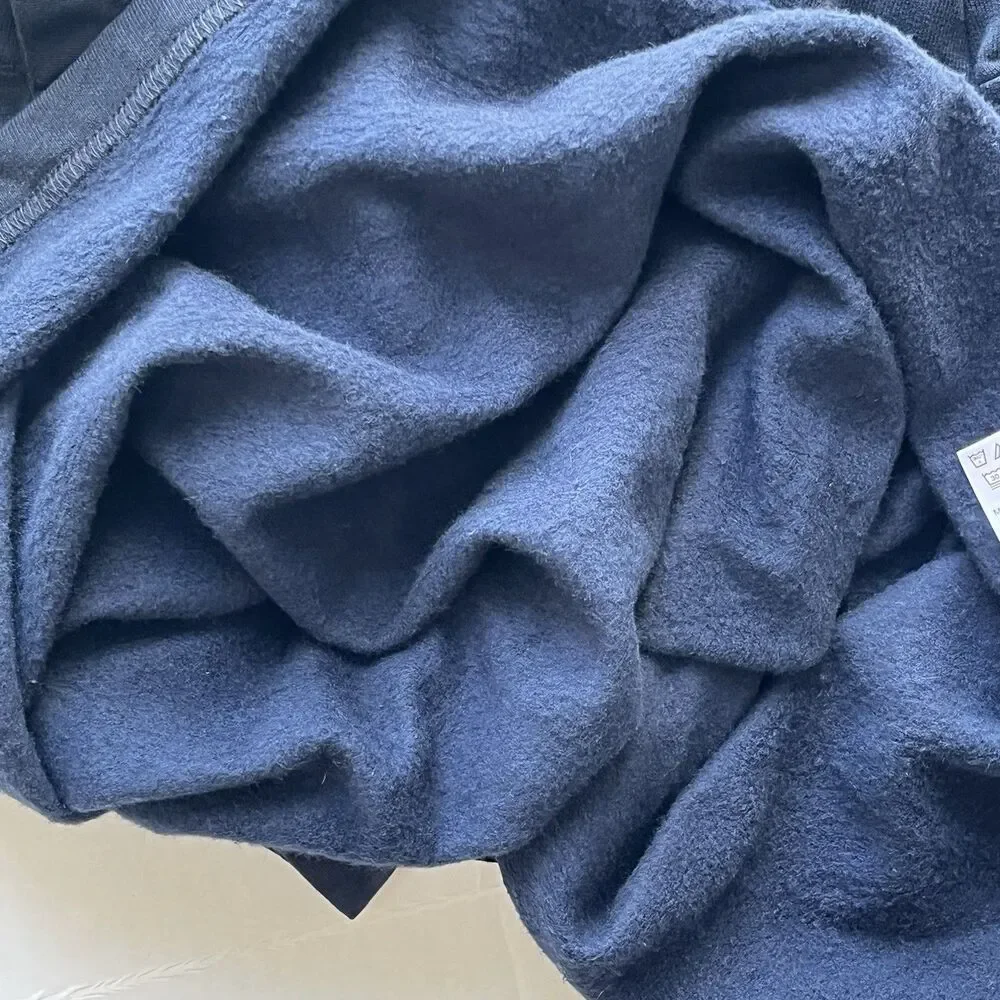 UNTUCKIT Parkson 1/4 Snap Fleece Pullover Sweatshirt Navy Pocket & Slits Size L